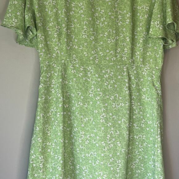 Zara Green Floral Short Sleeve Mini Dress Size XL - Picture 7 of 10